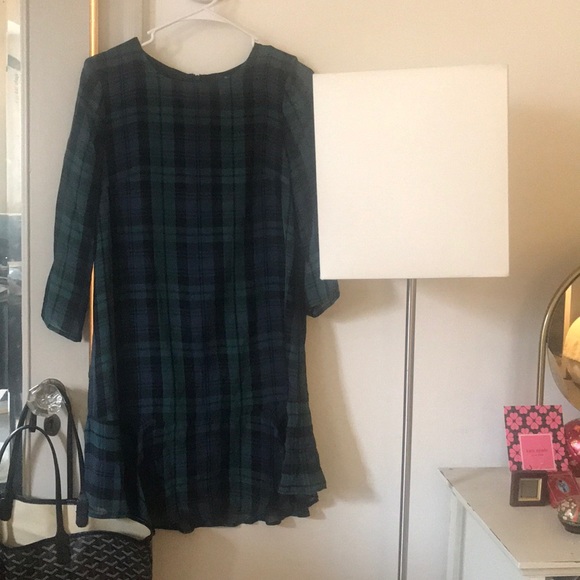 Madewell 100% Silk Plaid Fall Dress 3/4 - Picture 2 of 2